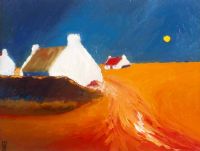 IRISH COTTAGES BY MOONLIGHT by Jonathan Black at Ross's Online Art Auctions