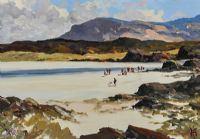 BEACH SCENE, DONEGAL by Hugh McIlfatrick at Ross's Online Art Auctions