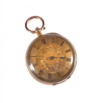 14 CT GOLD ENGRAVED FOB WATCH at Ross's Online Art Auctions