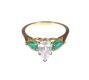 18 CT GOLD EMERALD & PEAR SHAPED DIAMOND RING at Ross's Online Art Auctions
