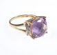 9 CT GOLD SQUARE SHAPED AMETHYST RING MOUNTED WITH DIAMONDS at Ross's Online Art Auctions