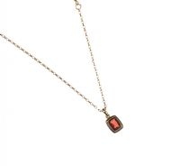 9 CT GOLD SQUARE SHAPED GARNET PENDANT & A FINE 9 CT GOLD CHAIN at Ross's Online Art Auctions
