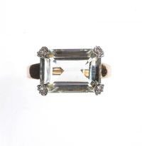 9 CT GOLD GREEN AMETHYST & DIAMOND RING at Ross's Online Art Auctions
