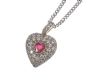 GOLD DIAMOND CLUSTER HEART SHAPED PENDANT MOUNTED WITH A HEART SHAPED RUBY ON A SILVER CHAIN at Ross's Online Art Auctions