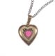 GOLD DIAMOND CLUSTER HEART SHAPED PENDANT MOUNTED WITH A HEART SHAPED RUBY ON A SILVER CHAIN at Ross's Online Art Auctions