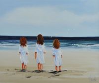 CHILDREN ON THE BEACH by Michelle Carlin at Ross's Online Art Auctions