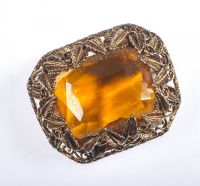 LARGE 1930S CITRINE BROOCH WITH MATCHING CITRINE EARRINGS at Ross's Online Art Auctions