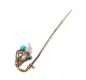 GOLD IVORY & TURQUOISE SNOWDROP STICK PIN at Ross's Online Art Auctions