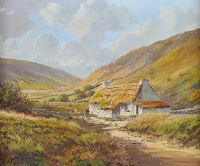 THATCHED COTTAGE by Robert B. Higgins at Ross's Online Art Auctions