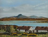 THATCHED COTTAGES, DONEGAL by David Overend at Ross's Online Art Auctions