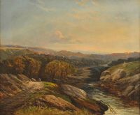 VILLAGE & RIVER by English School at Ross's Online Art Auctions