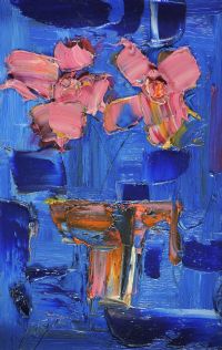 PINK FLOWERS & VASE by Colin Flack at Ross's Online Art Auctions