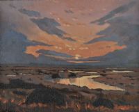 EVENING LIGHT OVER BOGLAND by Alex McKenna at Ross's Online Art Auctions