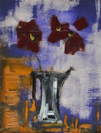 PURPLE FLOWERS & VASE by Colin Flack at Ross's Online Art Auctions