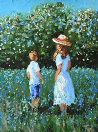 PICKING BLUEBELLS by Lorna Millar at Ross's Online Art Auctions