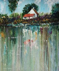 COTTAGE BY THE WATER'S EDGE by Patrick Bateman at Ross's Online Art Auctions