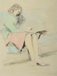 LADY READING by Tom Carr HRHA HRUA at Ross's Online Art Auctions