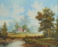 PATH BY THE RIVER by E. Stylor at Ross's Online Art Auctions