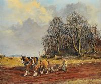 PLOUGHING THE FIELD, NEAR SCRABO by Robert Lindsay at Ross's Online Art Auctions