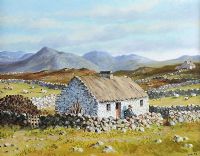 COTTAGE & THE TWELVE PINS, CONNEMARA by Gerald Walby at Ross's Online Art Auctions