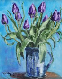 PURPLE TULIPS by Lynne Larmour at Ross's Online Art Auctions