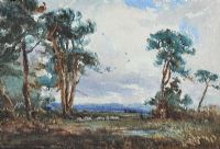 SHEEP GRAZING UNDER SCOTS PINES by Wycliffe Egginton RI RCA at Ross's Online Art Auctions
