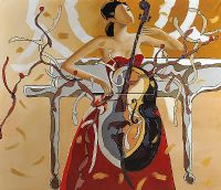 PLAYING THE CELLO by Spanish School at Ross's Online Art Auctions
