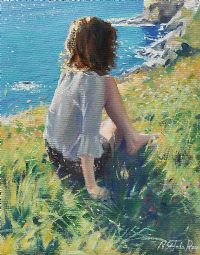 ON THE CLIFFS by Nicholas St John Rosse at Ross's Online Art Auctions