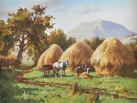 BUILDING HAYSTACKS by Donal McNaughton at Ross's Online Art Auctions