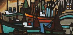 BUSY HARBOUR by Markey Robinson at Ross's Online Art Auctions