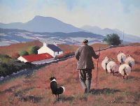 TENDING SHEEP NEAR MUCKISH by Gregory Moore at Ross's Online Art Auctions