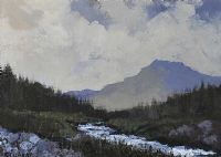 BALLYEAMON RIVER & THE LURIGETHAN MOUNTAIN by Robert T. Killen RUA at Ross's Online Art Auctions