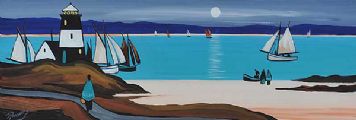 WHITE SAIL BY MOONLIGHT by J.P. Rooney at Ross's Online Art Auctions