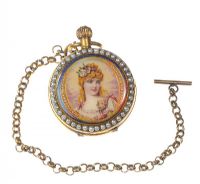 DECORATIVE POCKET WATCH AND CHAIN at Ross's Online Art Auctions