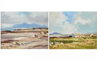 AT TYRELLA & COTTAGES AT THE ROSSES by Maurice Canning Wilks ARHA RUA at Ross's Online Art Auctions