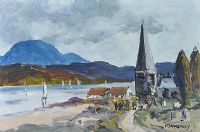 LAKESIDE CHAPEL by Robert Dunleavey at Ross's Online Art Auctions