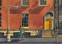 A CONVERSATION, FITZWILLIAM STREET, BELFAST by Dan Dowling at Ross's Online Art Auctions