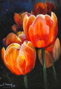 RED TULIPS by Judith W. Hoey at Ross's Online Art Auctions
