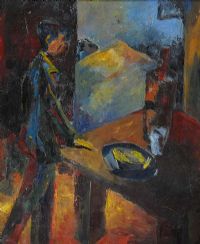 INTERIOR WITH FIGURE by George Campbell RHA RUA at Ross's Online Art Auctions