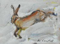 IRISH HARE RUNNING THROUGH THE SNOW by Con Campbell at Ross's Online Art Auctions