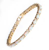 14CT GOLD OPAL AND CUBIC ZIRCONIA BRACELET at Ross's Online Art Auctions