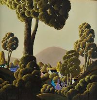 VILLAGE AMONG THE TREES by George Callaghan at Ross's Online Art Auctions