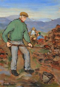 DIGGING TURF by Gladys Maccabe HRUA at Ross's Online Art Auctions