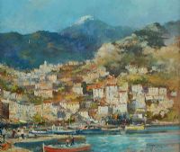 FISHING VILLAGE IN THE MEDITERRANEAN by Colin Gibson at Ross's Online Art Auctions