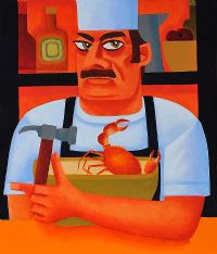 CHEF & CRAB by Graham Knuttel at Ross's Online Art Auctions