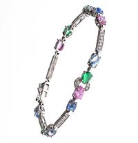 14CT WHITE GOLD AND CRYSTAL BRACELET at Ross's Online Art Auctions