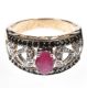 9CT GOLD RUBY AND BLACK AND WHITE DIAMOND RING at Ross's Online Art Auctions