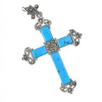 STERLING SILVER TURQUOISE AND MARCASITE CROSS PENDANT at Ross's Online Art Auctions