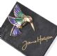 METAL, ENAMEL AND CRYSTAL HUMMINGBIRD BROOCH BY THE DESIGNER JANNA HODGSON at Ross's Online Art Auctions