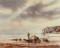 FISHING NEAR MUSSENDEN TEMPLE by Bobbie Anderson at Ross's Online Art Auctions